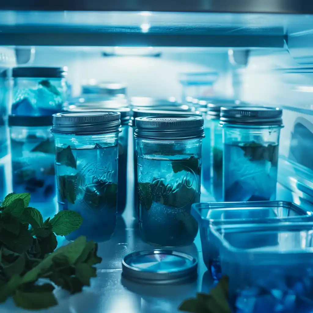 Mixing dissolved gelatin with blue spirulina, stevia, and vanilla – preparation step 2