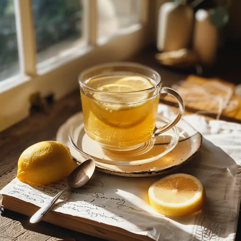 Overhead flat lay of unflavored gelatin, lemons, apple cider vinegar, warm water, ginger, and cinnamon on a light counter