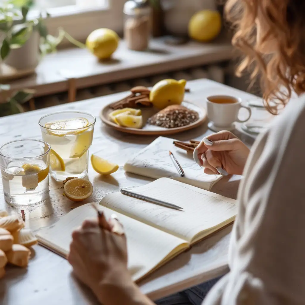 gelatin weight loss does it work  board showing dry gelatin powder, hot water, and lemon being added
