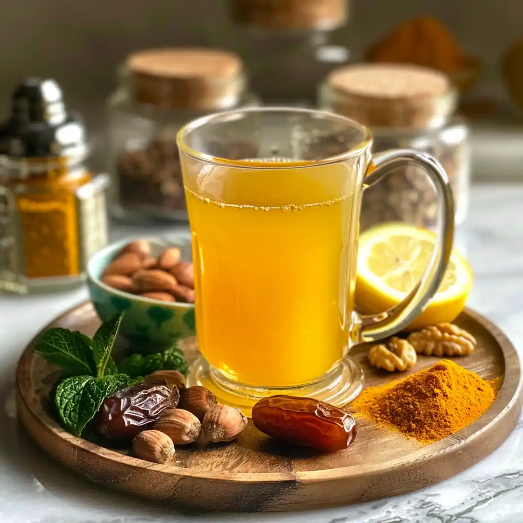 Turmeric weight loss tea served with a light Moroccan-inspired breakfast