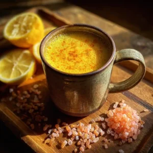 Brazilian Mounjaro drink in a ceramic mug with fresh lemon and salt