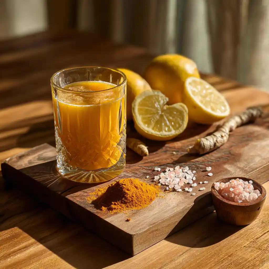 Brazilian Mounjaro drink ingredients on wooden board