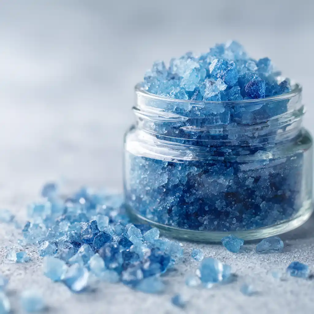 blue salt trick tiktok_Close-up of Persian blue salt dissolving in water