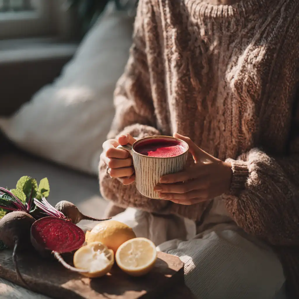 beet-juice-recipe-for-weight-loss-featured Featured beetrootbeet juice recipe for weight loss in a clear glass with mint sprig and lemon slice