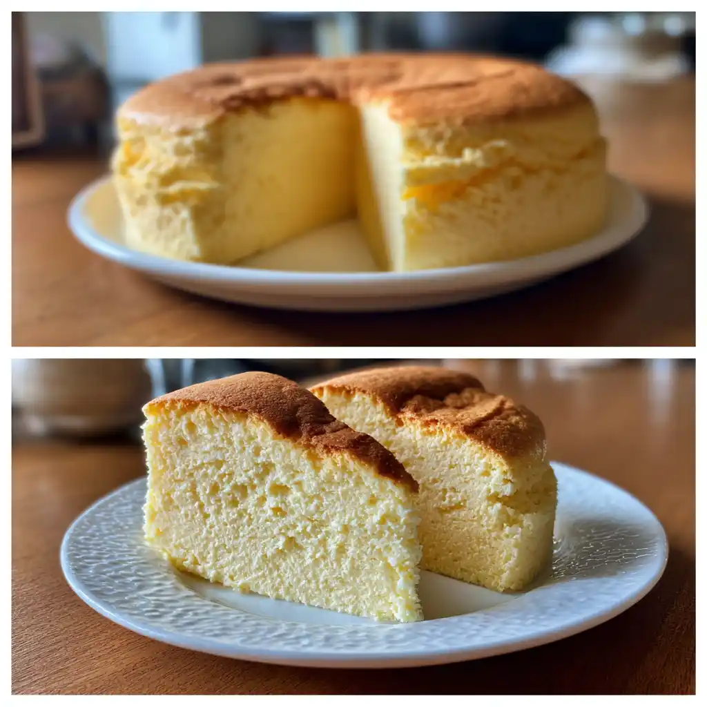 Cozy living room scene with person holding Japanese cheesecake hack