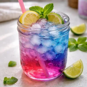 Close-up of lotus energy drink recipe with ice