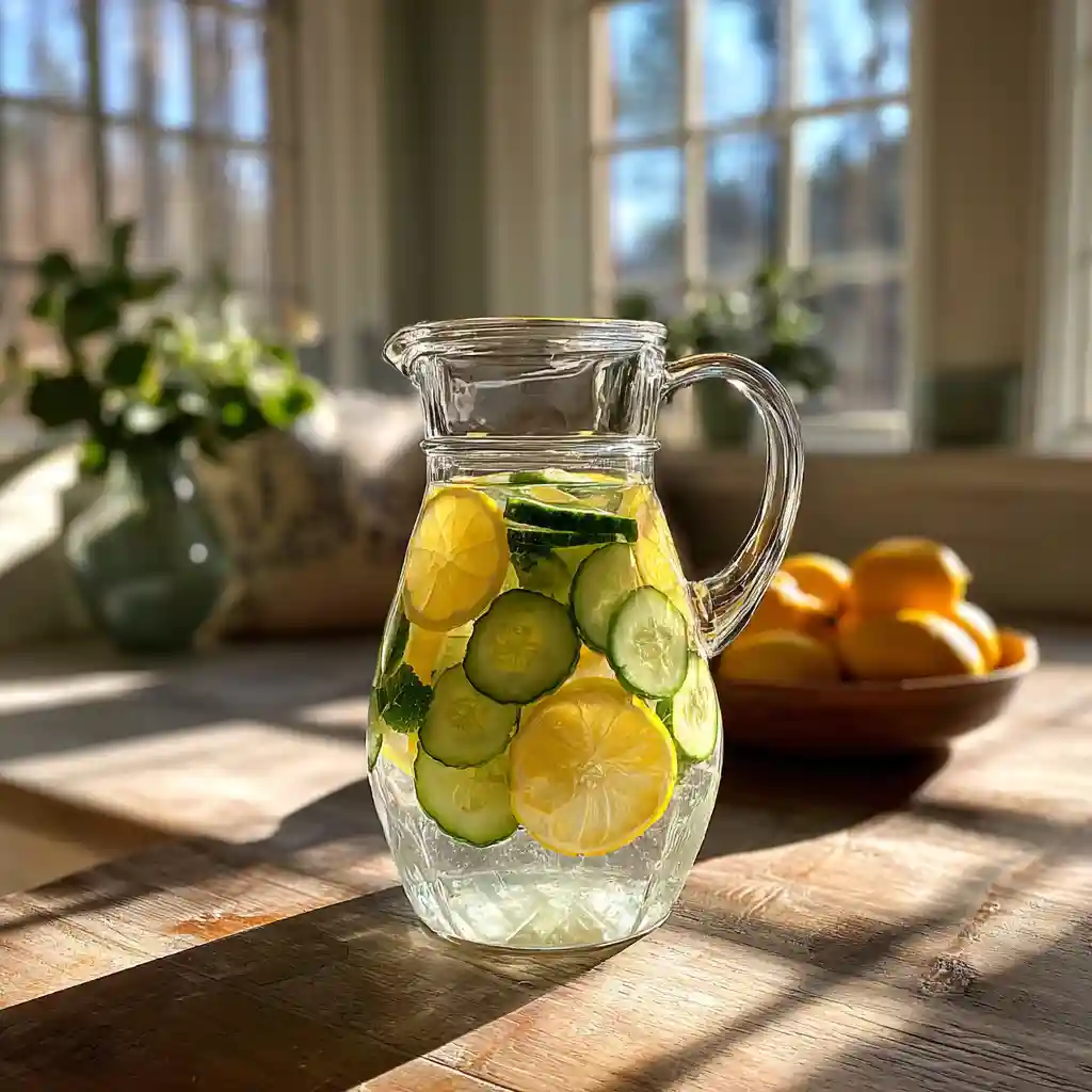 Tai chi walking on a foggy park path with lemon water bottle – calm movement for weight loss