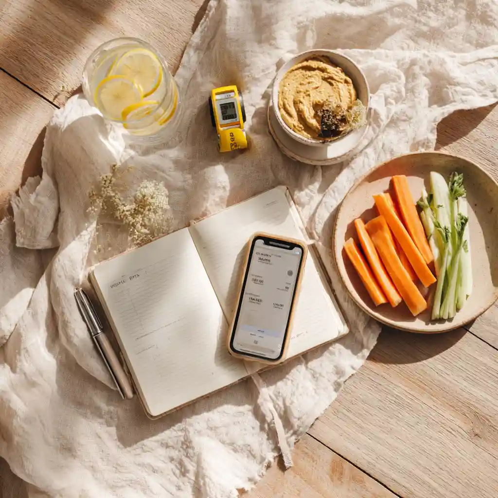 Weight Watchers style salmon, brown rice and broccoli plate on kitchen counter