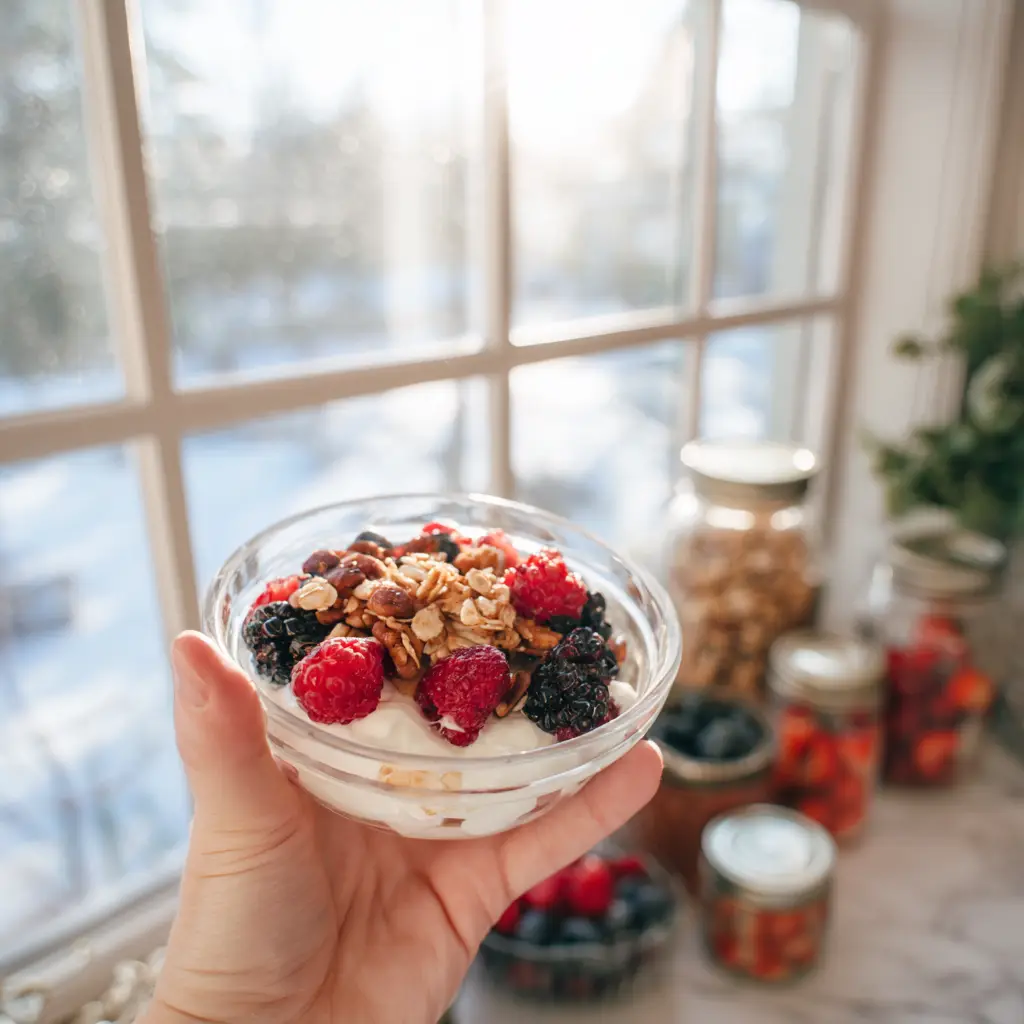 WeightWatchers friendly dinner bowl with grilled chicken, quinoa and roasted vegetables on a wooden table