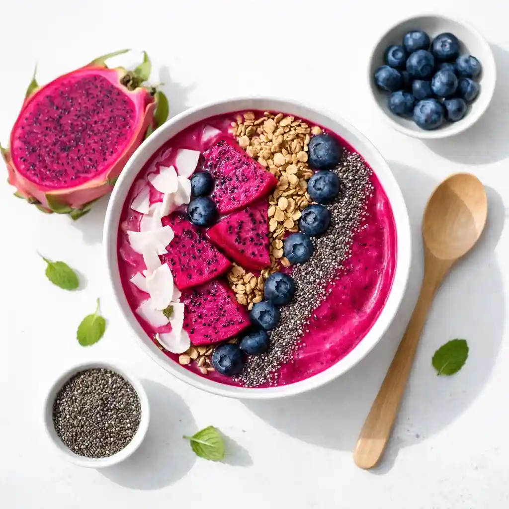 Detox fruits comparison featuring dragon fruit lemon and berries