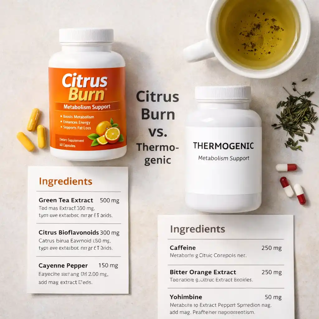 Flat-lay comparison of Citrus Burn with other thermogenic supplements