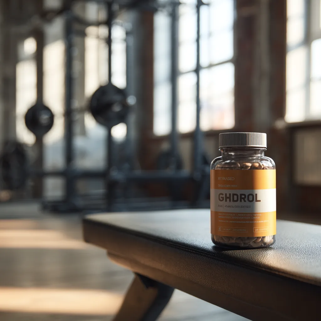 Athlete reading supplement label in gym with natural light
