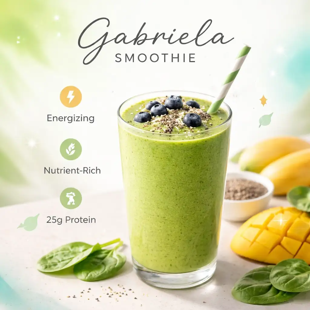 Infographic-style illustration showing nutritional components of a smoothie