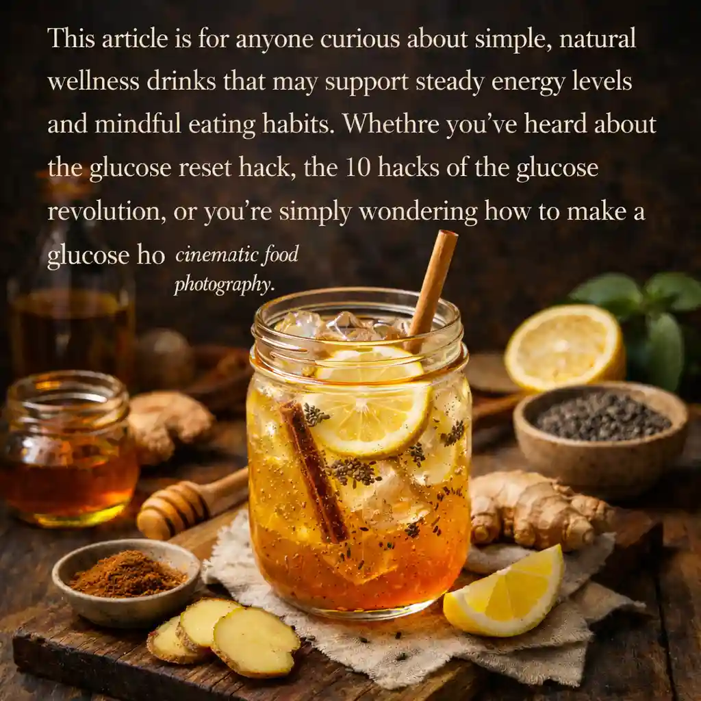 Close-up of Glucose Reset Ritual Recipe with lemon wedge and chia seeds