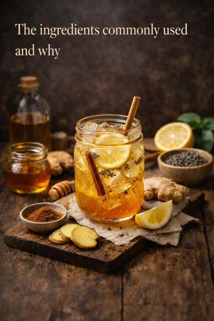 Pinterest-style tall glass of Glucose Reset Ritual Recipe with lemon, cinnamon, and chia seeds