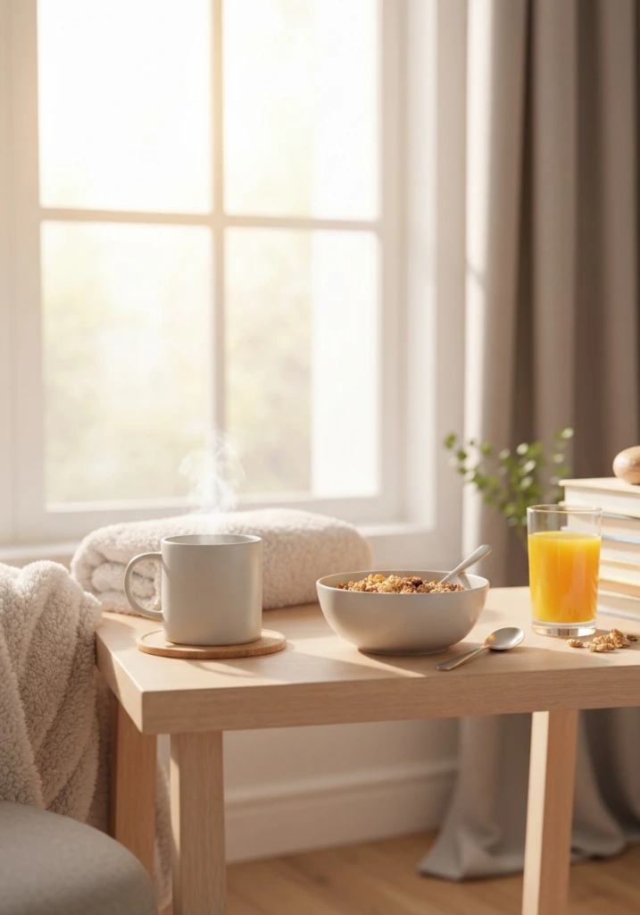 Pinterest style vertical wellness routine setup with tea and warm meal becoming chinese wellness trend