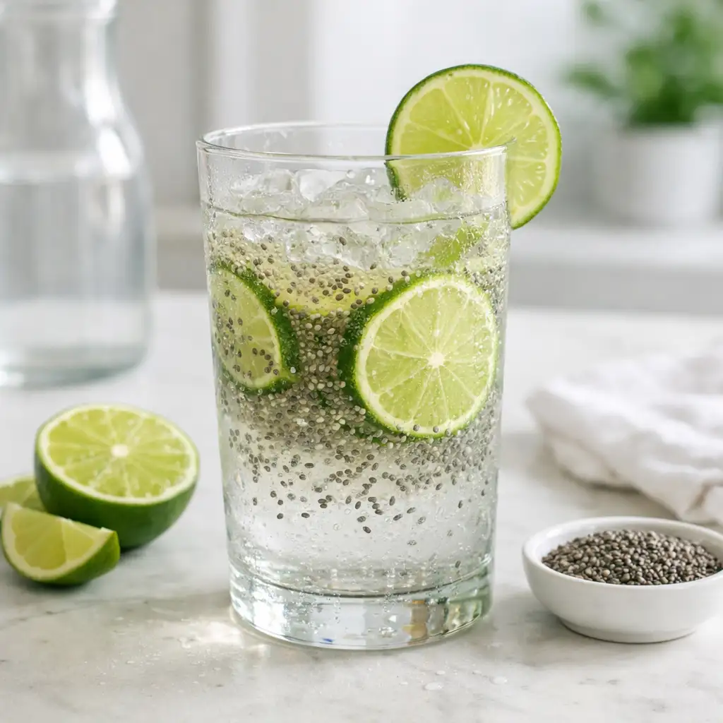 Featured image of Chia Fresca Hydration Drink in a tall cold glass