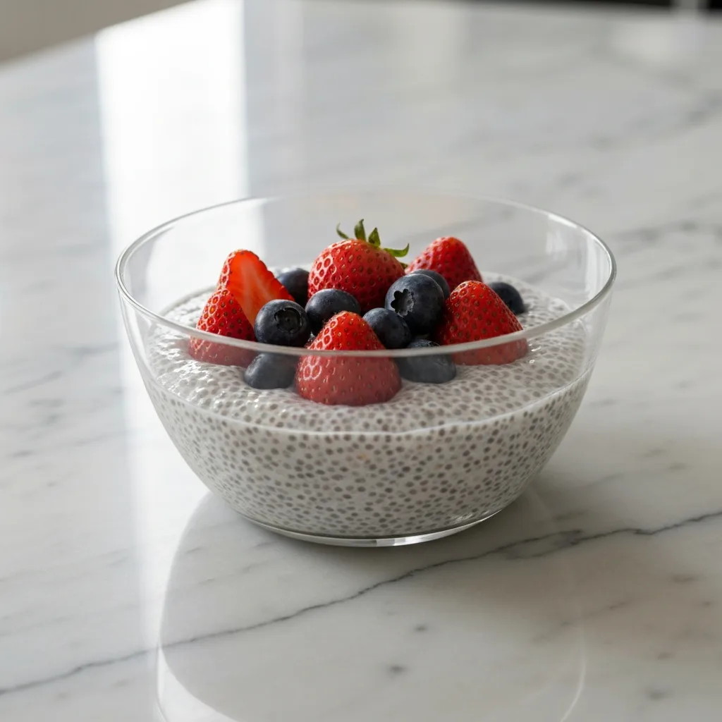 chia pudding with berries healthy dessert recipe bowl