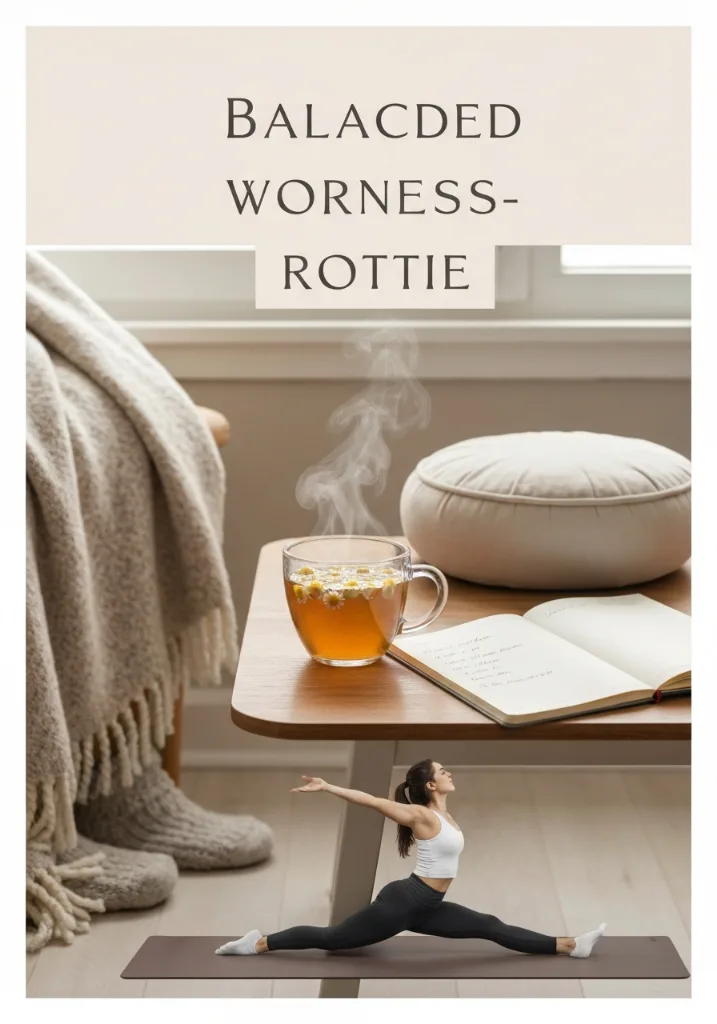 vertical wellness lifestyle collage with tea and calm home elements becoming chinese wellness routine