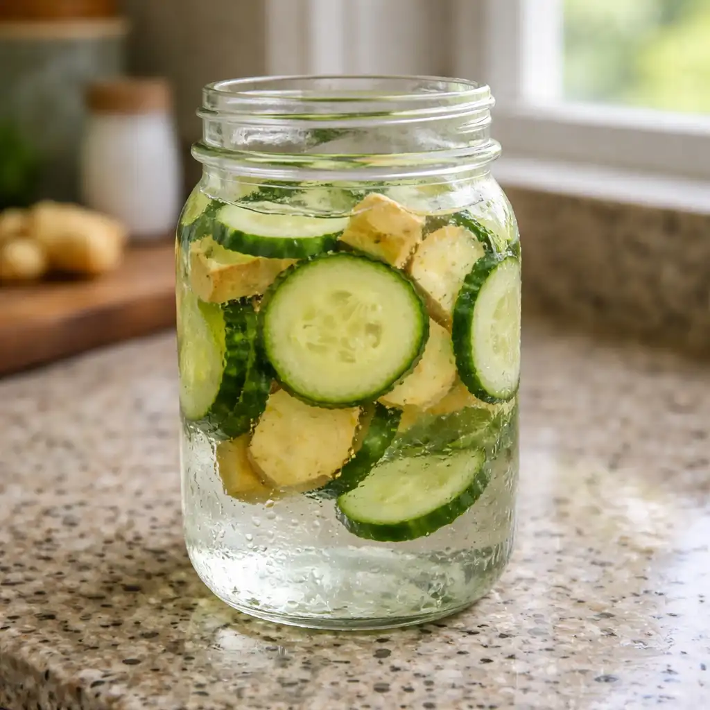 cucumber ginger detox water in mason jar how to make detox drink at home
