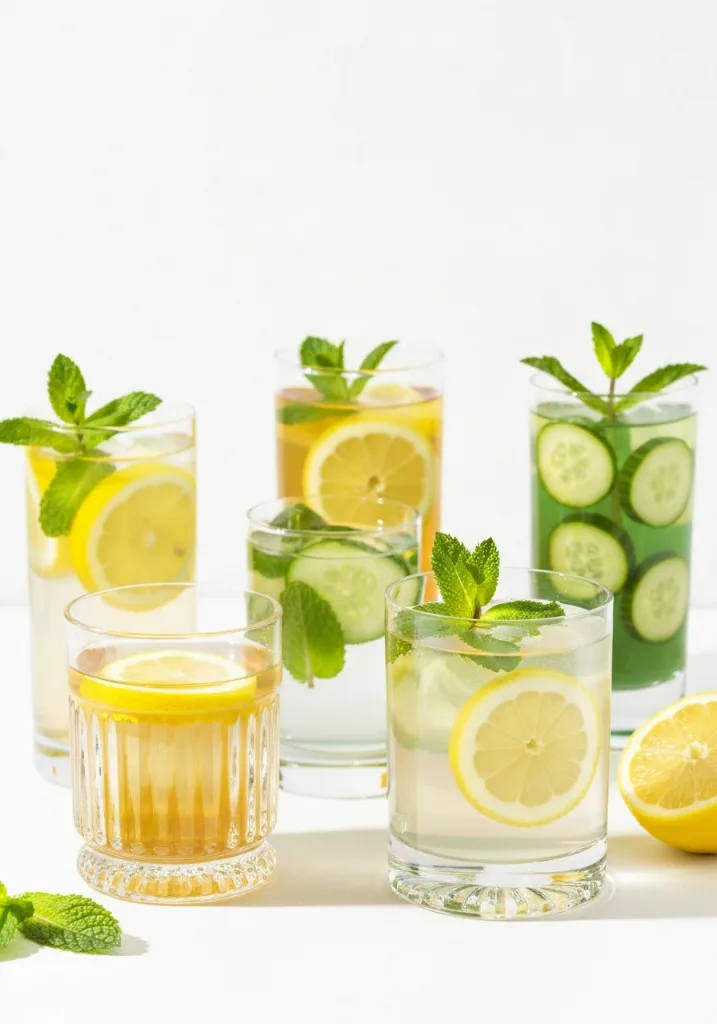 Vertical display of colorful detox drinks for Pinterest style layout what drink detox the liver