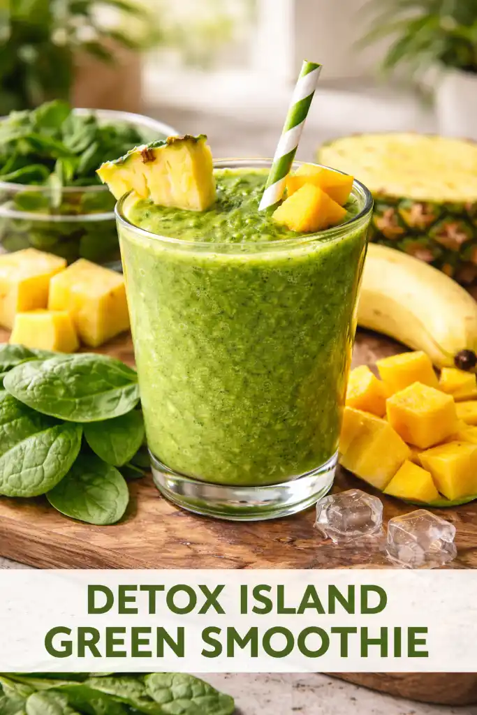 detox island green smoothie recipe Cozy living room scene with detox island green smoothie