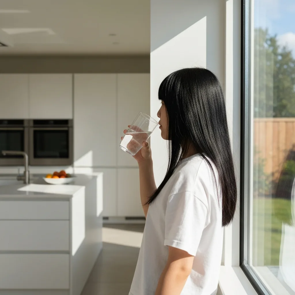 Person drinking a glass of water before a meal in a home kitchen does drinking water help lose weight