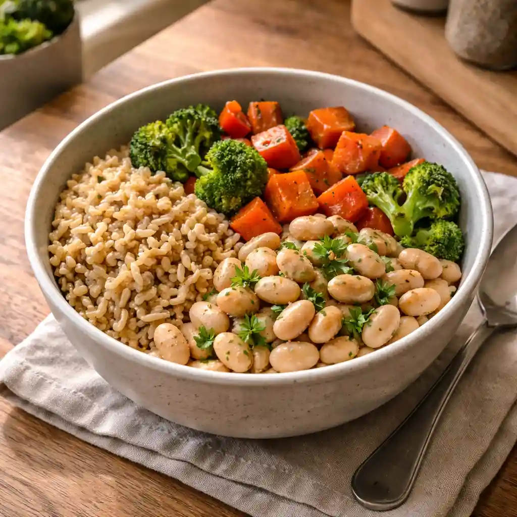 Balanced high fiber meal with beans and vegetables What is fibermaxxing and why is Gen Z obsessed with it