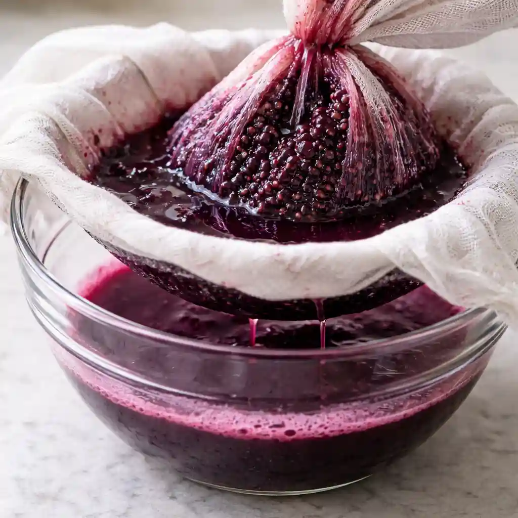 Fresh blackberry juice served over ice