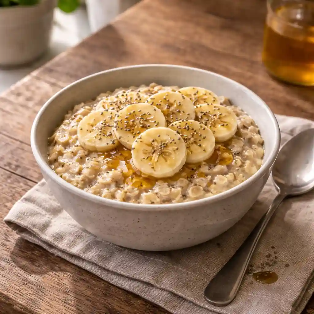 Oatmeal bowl with banana and chia seeds What is fibermaxxing and why is Gen Z obsessed with it