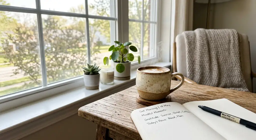 Organized home coffee station for daily morning coffee routines