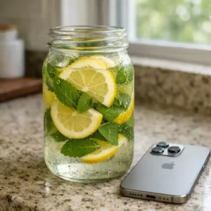 homemade lemon mint detox water in glass jar how to make detox drink at home