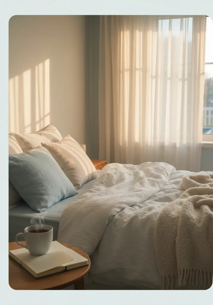 peaceful slow morning routine with sunlight and tea low stimulation wellness