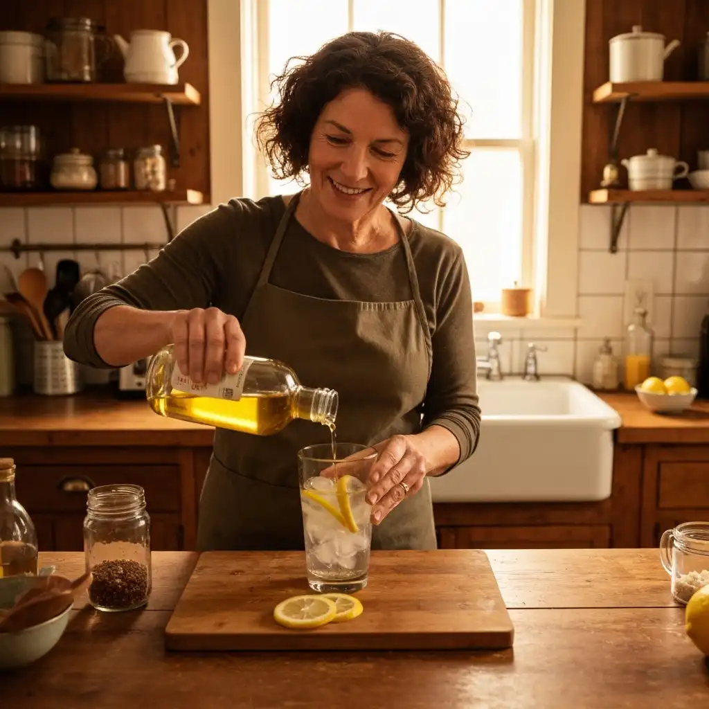 Preparing apple cider vinegar detox drink in a glass detox drink apple cider vinegar