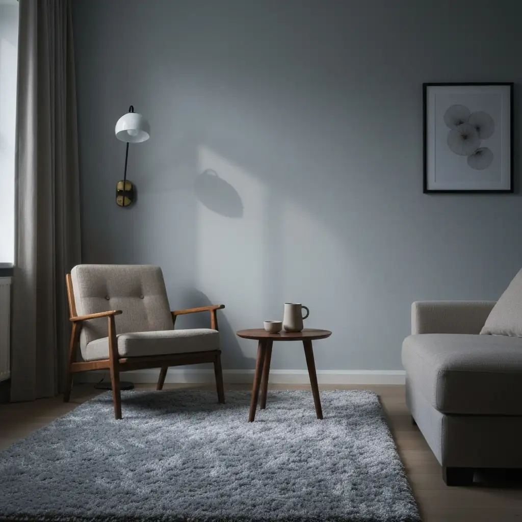 minimalist living room with soft lighting and neutral decor low stimulation wellness