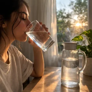 Planning a short water fast with water pitcher on a kitchen table what is water fasting and how do you do it