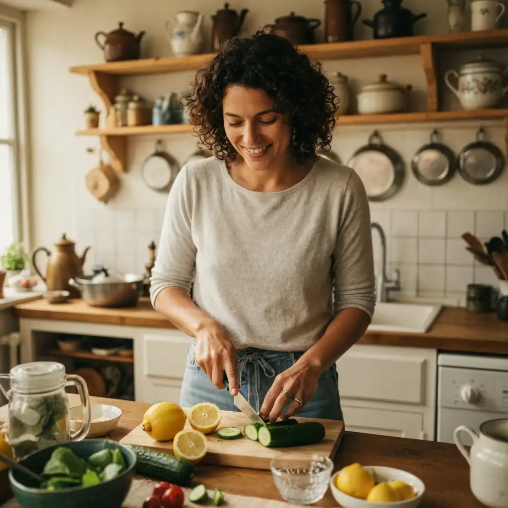 Preparing detox water with fresh lemon and cucumber on a cutting board does detox drink really work