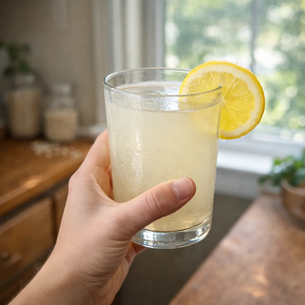 Person holding warm mug of barley water in cozy living room barley water recipe
