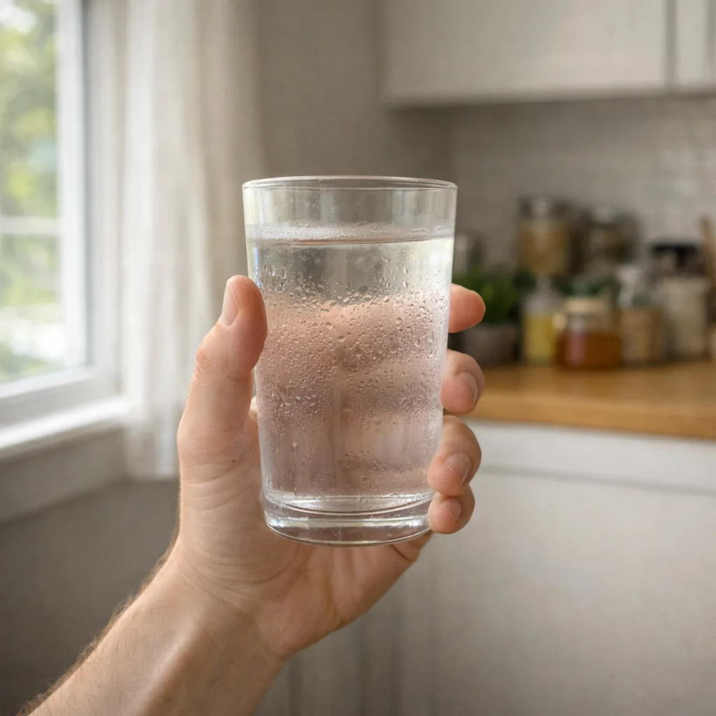 Cozy living room scene with person holding warm mug during fasting challenge water fasting challenge