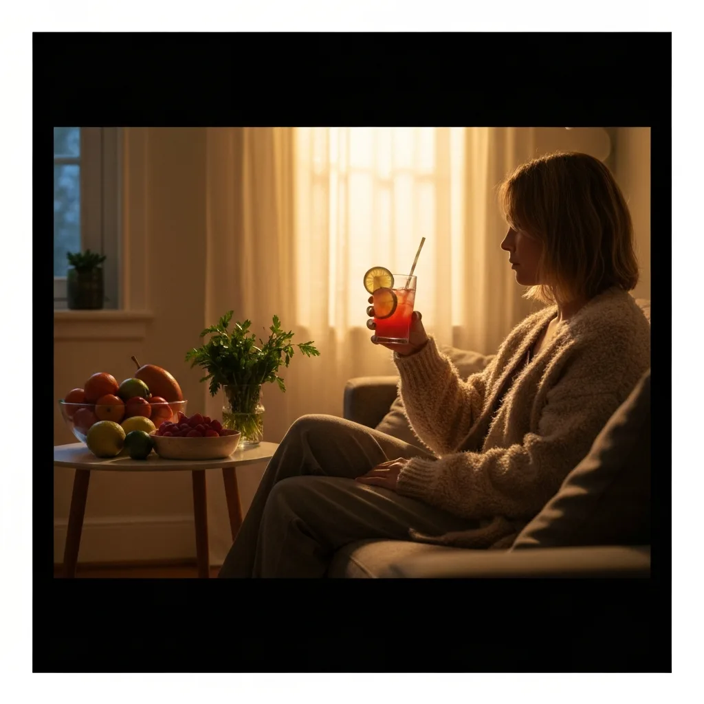Person in cozy cardigan holding watermelon-lime detox drink in living room what drink detox your body