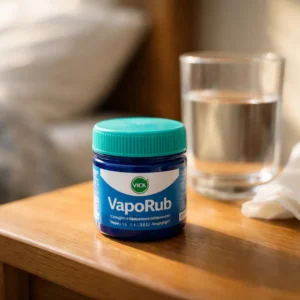 Vicks Vaporub jar on bedside table in natural light Does vicks vaporub shrink your prostate